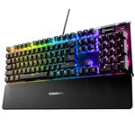 SteelSeries Apex 5 Hybrid Mechanical Gaming Keyboard – Per-Key RGB Illumination – Aircraft Grade Aluminum Alloy Frame – OLED Smart Display (Hybrid Blue Switch)