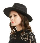 Women or Men Woolen Felt Fedora Vintage Short Brim Crushable Jazz Hat, Black 58-60cm