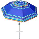 AMMSUN Beach Umbrella, 7ft with Tilt Separate Sand Anchor Aluminum Pole, Portable UV 100+ Protection Beach Umbrella with Carry Bag for Outdoor Patio Navy Blue