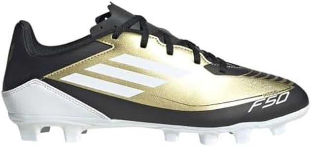 adidas Unisex F50 Club Messi Flexible Ground Sneaker, Gold Metallic/White/Black, 10.5 US Men