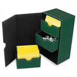 BCW Deck Vault-LX 200 - Green | Premium Card Deck Box with 100 Sleeved Card Capacity, Magnetic Closure, and Dice Tray | For Magic Commander, Pokemon