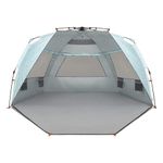 Easthills Outdoors Instant Shader Enhanced (Prints) Deluxe XL Beach Tent 4-6 Person Pop Up Sun Shelter 99" Wide for Family UPF 50+ Double Silver Coated with Extended Zippered Porch Coral