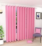 Decorvilla Blackout Faux Silk Superior 4 Piece Plain Solid Long Grommet Curtains Window Curtains, 6 Feet, Pink