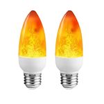 Dervacle LED Flame Effect Light Bulb E26 Flickering Candelabra Light Bulbs 4w Warm Yellow Candle Bulbs with Gravity Sensor Flickering Light Bulbs for Vintage Indoor Outdoor Decor (Yellow)