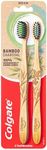 Colgate Bamboo Charcoal Manual Toothbrush, Value 2 Pack, Medium Bristles, 100 percent Biodegradable Bamboo Handle, BPA Free