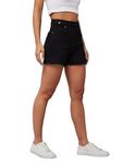 Miss Chase Women's Relaxed Fit High/Mid Rise Regular Length Denim Shorts (MCSS23DEN09-13-330-30, Ebony Black, 30)