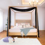 Linentalks Black Canopy Bed Curtains for King & California King Bed, Luxury Sheer Canopy Bed Scarf, Sheer Scarf Valance Canopy Bed Drapes, Four Post Bed Canopy Drapes, Bed Canopy Scarf 1 PC 52" X 256"