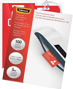 Fellowes Laminating Pouches, Thermal, ID Tag Punched, 5 Mil, 100 Pack (52016)