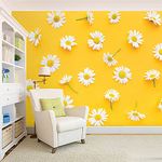 FLORAL DECOR Peel & Stick Self-Adhesive Botanical Yellow Flowers Wallpaper Wall Stickers for Home Decor, Living Room, Bedroom, Kids Room, (R190) (16X50 INCH) X 1 Role