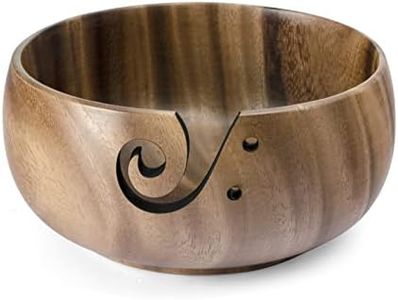 Little World Yarn Bowl - Wooden Yarn Bowls for Crocheting with Holes, Preventing Slipping and Tangles, Handmade Craft Knitting Bowl Mothers Day Gift for Knitting Lovers (Chestnut)