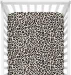 Posh Peanut Fitted Crib Sheet, Soft Viscose from Bamboo Fabric, Standard Crib and Toddler Mattresses 52" by 28" (Lana Leopard Tan)