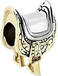 LSxAB Gold Tone Horse Saddle Charm for Equestrian Enthusiast Compatible with Pandora Charms Bracelets, Copper, No Gemstone