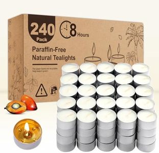 Unscented Tea Lights Candles 240 Pack, 8 Hours Long Burning,White Tea Candles Bulk, Bright Burn with Palm Wax,Smokeless Tealight Candles for Wedding,Centerpiece,Christmas Lights,Home Decorative