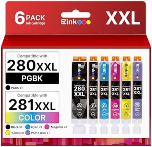 E-Z Ink Compatible Ink Cartridge Replacement for Canon PGI-280XXL CLI-281XXL PGI 280 XXL CLI 281 XXL to use with PIXMA TS8320 TS8220 TS8120 (PGBK, Black, Photo Blue, Cyan, Magenta, Yellow) 6 Pack
