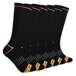 Caterpillar Men's Half Cushioned Crew Socks, Black (6 Pack), Medium