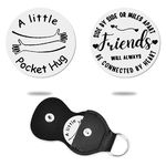 Best Friend Bestie Birthday Gift for Friends Female Male Inspirational Pocket Hug Token with Leather Keychain Long Distance Friendship Gifts for Friends Bestie Bff Stainless Steel Double Sided Coin