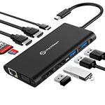 Docking Station, UtechSmart Triple Monitors USB C Docking Station with 2 HDMI, VGA, Power Delivery Type C Port,SD TF Card Reader, 4 USB Ports USB-C Dock Compatible for MacBook, Other USBC Laptop