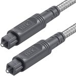 Digital Optical Audio Cable Toslink Cable - [Cotton Braided Jacket,Durable and Flexible] EMK Fiber Optic Cord for Home Theater, Sound bar, TV, PS4, Xbox & More (3M)