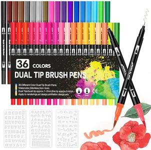 Hymarvo 36 Colori Brush Pen, Pennarelli Doppia Punta Fine e Grossa Brush Pen Lettering Pennello per Bambini Adulto Pennarelli Set da Colorare ad Acquerello, Bullet Journal, Mandala