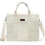 Canvas tote bag,Vaschy Casual Resuable Work Totes for Women Teachers with Zippers Pockets Crossboday Shoulder Bag Purse Beige