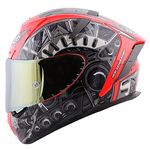 Steelbird Sa-2 Terminator 2.0 Full Face Graphic Helmet In Glossy Fluo Finish With Chrome Visor (Xl, Fluo Watermelon), Cycling