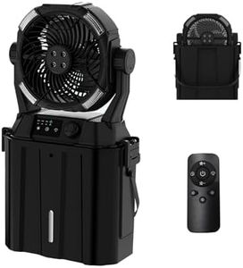 Wilody Portable Misting Fan 20000mAh Rechargeable Battery, 6L Bucket Outdoor Mist Fans Patios Cooling, Camping Fan with LED Light Modes & Stepless Speed Control, 4 Spray Mister, Timer Function(Black)