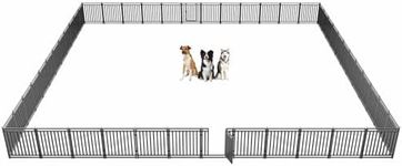Petorldog Dog Playpen Metal Dog Fence Outdoor for Yard 32" Height 48 Panels Portable Dog Pen Pet Kennel for RV Camping(Black-Silver)