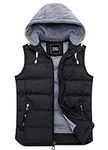 ZSHOW Men's Winter Top Coat Hooded Packable Quilted Cotton Padding Vest Black L