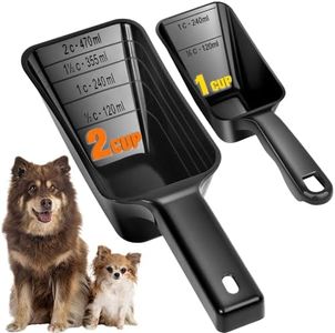 Aosnare 2-Pack Dog Food Scoop Set,1 Cup and 2 Cup Plastic Pet Food Measuring Scoops with Clear Measurement Lines,Multi-Purpose Pet Food Scooper for Dogs, Cats, Birds & More (Black)