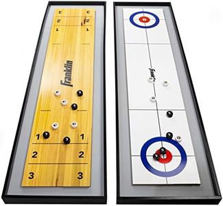 Franklin Sports 2-in-1 Shuffleboard Table and Curling Set - Portable Tabletop Set Includes 8 Rolling Mini Pucks - 45"