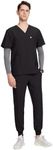 Uniforms World Louis Scrubs Set for Men — Classic V-Neck Stretch Top & Jogger Pants Yoga Waistband, 8 Pockets, Anti-Wrinkle