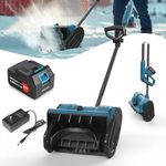 Lemolifys 21V 13-Inch Cordless Electric Snow Shovel with Directional Plate - Battery Powered 5000mAh Snow Blower Thrower & Adjustable Front Handle, Power Snow Shovel Lightweight for Driveway Deck