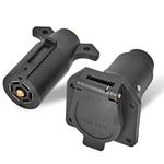 MECMO RV 7 Pin Male and Female Trailer Connector, Truck Side & Trailer End 7 Way Blade Style Replacement Trailer Plug and Receptacle Socket, Heavy Duty 7 Pole Flat Wiring Harness Connector Splice Kit