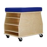 Factory Direct Partners Mobile Stool with Storage, Natural/Blue