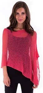 SHU-SHI Womens Sheer Poncho Casual Summer Shrug Bolero Lightweight Knit Coral