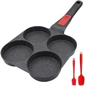 Bobikuke Poêle à Pancakes Induction avec Poignée Amovible, Poêle Antiadhésive en Aluminium à 4 Trous pour Mini Crêpes - Noir