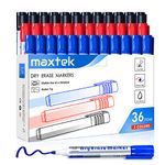 maxtek Whiteboard Pens Markers Bullet Tip, 36 Count Dry Erase Marker Pens Erasable, 3 Assorted Colors, 2-3mm, Office & Classroom Teaching Supplies