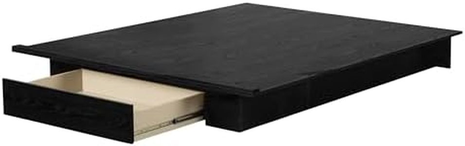 South Shore Primo Platform Bed with Drawer, Full/Queen, Black Oak