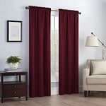 Eclipse Blackout Curtains for Bedroom-Canova 42" x 63" Insulated Darkening Single Panel Rod Pockets Window Treatment Living Room, Burgundy