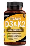 Vitamin D3 K2 - Vitamin D3 4000iu & Vitamin K2 100ug (MK7) 1 Year Supply, Supports Immunity, Calcium Absorption and Bone Health, Non-GMO, UK Made by New Leaf 365 Micro Small Vegetarian Tablets,