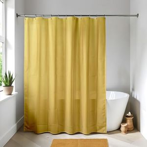 EVIDECO French Home Goods Mustard Yellow Extra Long Waterproof Shower Curtain Liner 71x79 Inches