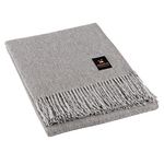 Arequipa Pride - Alpaca Wool Throw Blanket Woven Soft Warm Solid Color Design Peru 64" x 53" (Soft Gray)