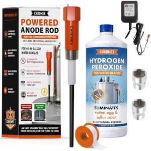 Powered Titanium Anode Rod Kit for Water Heater 40-89 Gallon with NSF Certified 32 Fl Oz Hydrogen Peroxide Treatment for Sulfur Odor, Not for Bradford White