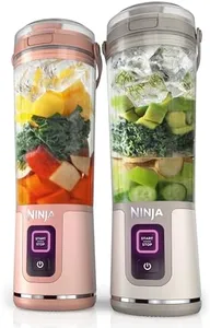 Ninja BC155PS Blast Two-Pack Portable Blender, Cordless, 18oz. Vessel, Personal Blender-for Shakes & Smoothies, BPA Free, Leakproof-Lid & Sip Spout, Rechargeable, Dishwasher Safe Parts, Peach & Stone