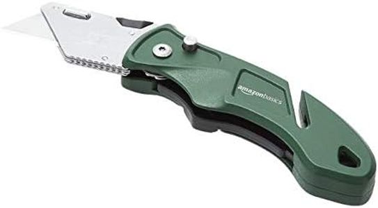 Amazon Basics Heavy Duty Folding Utility Knife with Belt Cutter and Blade Storage