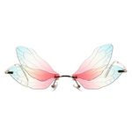 TENDYCOCO Women Sunglasses Dragonfly Wing Shape Irregular Glasses Rimless Sun Glasses Fashion Eyewear