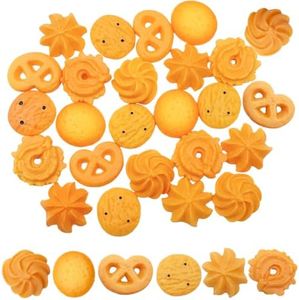 Mini Fake Cookies, 60Pcs Artificial Biscuits Simulation Realistic Dessert Crackers Resin Miniatures Pastries Food Model for DIY Craft Home Kitchen Decor Display Props