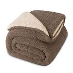 Exclusivo Mezcla Reversible Sherpa Fleece Throw Blanket for Couch, Soft Plush Blanket for Bed Sofa, Thick Warm Fluffy Blankets for All Season, 50x60 Inches, Brown/Khaki