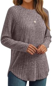 AUTOMET Womens Long Sleeve Shirts Fall Fashion Tops Crewneck Dressy Sweaters Tunic Winter Clothes Casual Outfits Coffee L