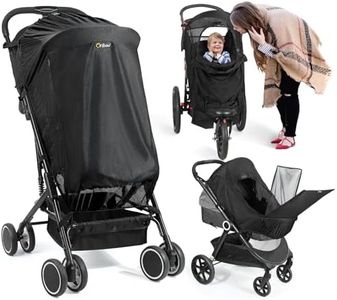 Orzbow Stroller Sun Shade, Breathable Sun Shade Cover for Stroller with Mosquito Net & Zip, Universal Baby Sun Shade with Double Opening, Easy to SInstall, Blocks 95% UV(UPF 50+), Black